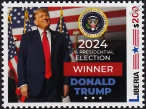 President DONALD TRUMP 2024 US Election Winner Stamp #17 (2024 Liberia) - Picture 1 of 1