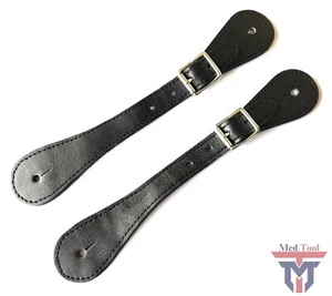 Spur Straps 2 pcs Western Spur Belt for Horse Riding, Equestrian Sports (Black) - Picture 1 of 3