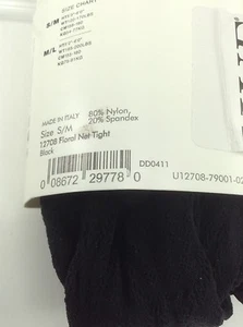 Women's HUE Brand FLORAL NET BLACK Tights - S/M - $18 MSRP - Picture 1 of 2