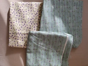 Moda Cotton Fabric Lot of 3 Vines Flowers Dark Lavender Green Teal Quilting - Picture 1 of 2