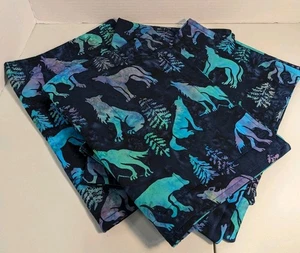 4er Set handgefertigte Tisch Tischsets Wolf - Wölfe heulender Druck lila & grün - Bild 1 von 9