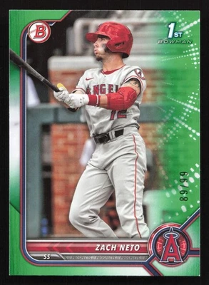 2022 Bowman Draft #BD-18 Zach Neto 1ST RC GREEN Parallel /99 Rookie Card - Image 1 of 2