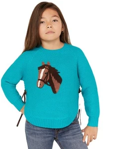 Cotton and Rye Girls' Horse Graphic Sweater - CRG217TQ - Picture 1 of 8