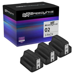 SPEEDY 3PK Replacements HP 02 Ink Cartridge C8721WN Black PhotoSmart C5180 C6180 - Picture 1 of 6