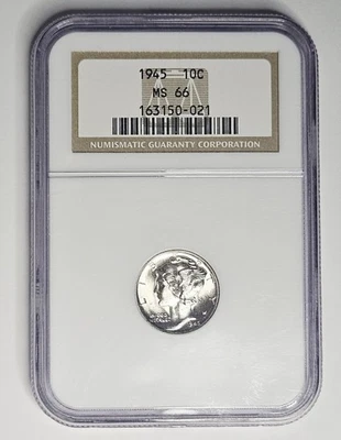 1945 Mercury Dime NGC MS66 Old Holder, White Bright Coin! - Image 1 of 4