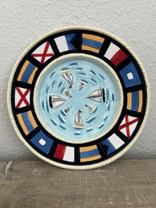 Waxcessories Keramik Maritim Kerzenteller Segelboote Flagge Bordüre Küstendeko - Bild 1 von 6