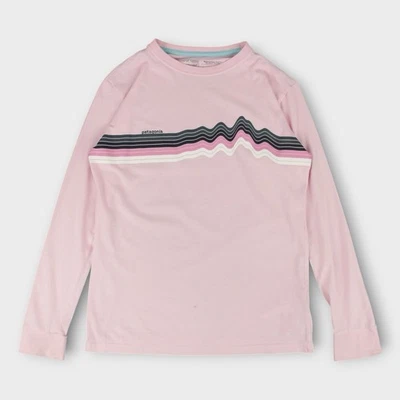 Patagonia Kids Long Sleeve Shirt Pink Size M 10 Organic Cotton Graphic Tee - Image 1 of 4