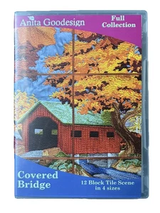 Covered Bridge Tile Scene Anita Goodesign Embroidery Design CD NEW 99AGHD - Picture 1 of 2