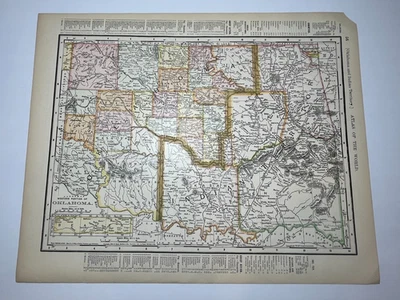 Mapa 1895/1901 Oklahoma y territorio indio 1902 Rand McNally Atlas VER DESCRIPCIÓN Foto 1 de 4