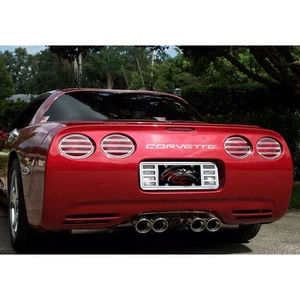 Slotted Tail Light Grilles 4p for 1997-04 Chevy Corvette C5 [Stainless/Polished] - Picture 1 of 7