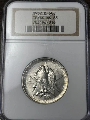1937-D Texas 50c NGC MS-65 Commemorative Half Dollar. - Image 1 of 3