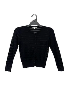 ANNA THOMAS Excellent Condition Women's Black Stripe Knit Cardigan Size 8 - Picture 1 of 4
