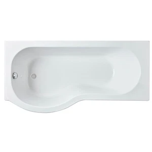 P Shape Left Hand Shower Bath Tub with Leg Set - 1600mm - Picture 1 of 5