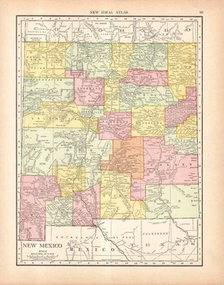 1911 Antique NEW MEXICO State Map Gallery Wall Art Map of New Mexico Map 2708 - Image 1 of 3