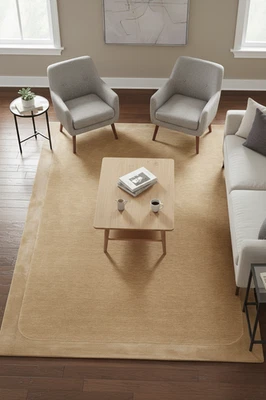 Beige Silk & Wool Hand Tufted Rug. Living Room, Bedroom,  Kids Room , - Image 1 of 4