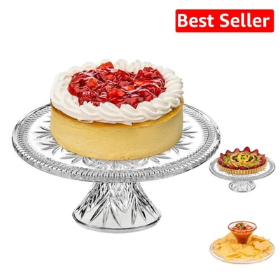 都柏林水晶蛋糕盘 - 12 英寸透明圆形支架适用于令人印象深刻的展示 — 第 1/4 张图片