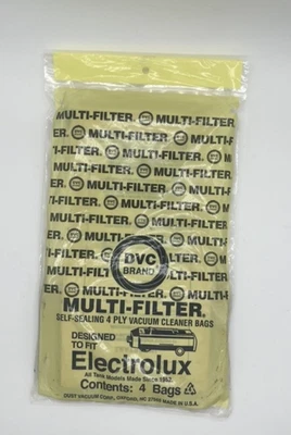 DVC Multi-Filter Vacuum Bags 4 Ply For Electrolux All Tank Models USA New Sealed - Image 1 of 3