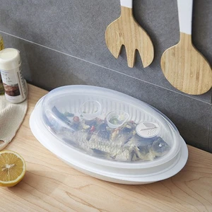 1PC Kitchen Food-grade PP Fish Steamer with Lid Microwave Steamed Fish Plate - Bild 1 von 12