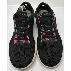 Sketchers Women’s Go Walk Sneakers Quick Fit Black Floral Size 11 - Picture 1 of 7