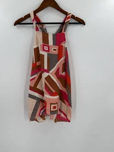 Nell Couture Multi Color Geometric Design Silk  Tank Top Blouse ZERO Easy Wear - Picture 1 of 9