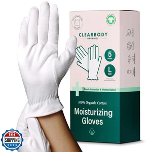Guantes Clearbody Organics Blanco Algodón Orgánico, 5 Pares (10 Piezas) - 100% Reusa - Imagen 1 de 5