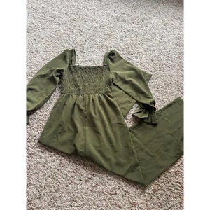 Markenlos Armeegrün Damen Jumpsuit Gr. Small Langarm dehnbar - Bild 1 von 2