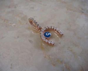 Colgante Herradura Turco Nazar Griego Plata de Ley 925 Cuentas Mal de Ojo - Imagen 1 de 6