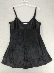 Camicia da notte Victorias Secret nera in velluto mini slip taglia L con spalline - Foto 1 di 9