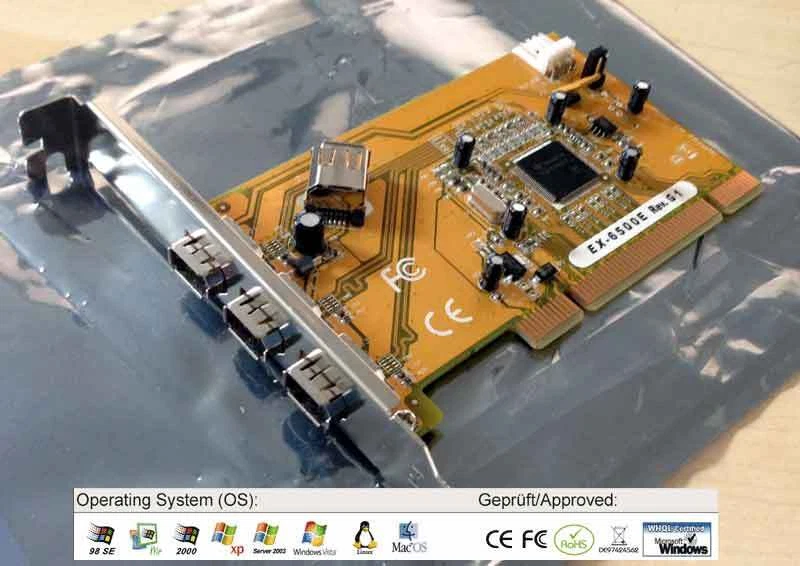 EXSYS EX-6500E FIREWIRE 1394A 4 PORT ( 3+1 ) 32 Bit PCI NEU BULK - Bild 1 von 1