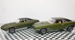 2 Auto World 1969 Pontiac Firebirds / Olive Green / Restored Look / 1:64 - Picture 1 of 17