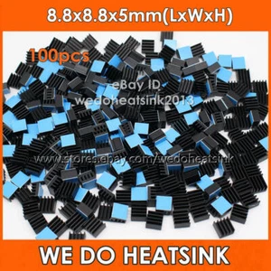 100pcs Black 8.8x8.8x5mm Aluminum Heatsink With Thermal Pad Applied for Chipset - Afbeelding 1 van 8
