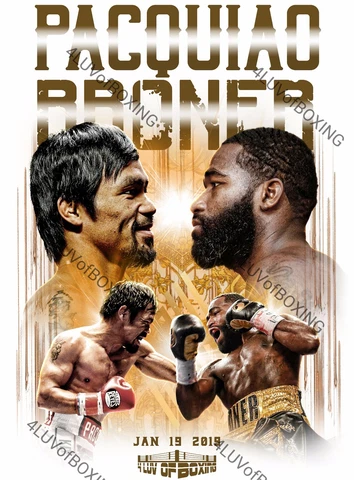 Manny Pacquiao vs Adrian Broner Boxing Poster WH 4LUVofBOXING 11x17 Pacman New Cover