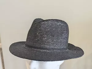 Brixton Black Straw Rancher Cowboy Wide Brim Fedora Hat Size Small (56cm / 7) - Picture 1 of 10