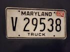 Vintage 1986  MARYLAND TRUCK  License Plate  V  29538