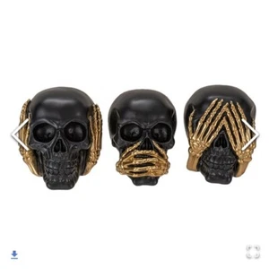 See Hear Speak No Evil Skull Set Estatuilla Estatua - Imagen 1 de 4