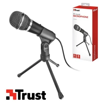 MICROFONO A CONDENSATORE PROFESSIONALE TRUST CON TREPPIEDE TAVOLO JACK PC LAPTOP - Immagine 1 di 4