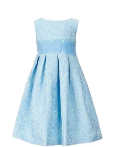 Little Angels by Us Angels Toddler Girl's Floral Brocade Fanciful Dress-2T-Blue - Picture 1 of 4
