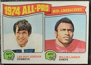 1975 Lee Roy Jordan Cowboys Willie Lanier Chiefs Topps NFL Card #218 All-Pro LB