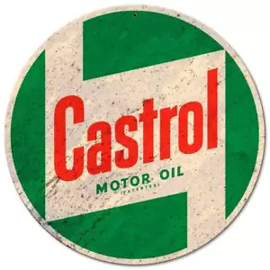 CASTROL MOTOR OIL 14" ROUND HEAVY DUTY USA MADE METAL ADVERTISING SIGN - Picture 1 of 1