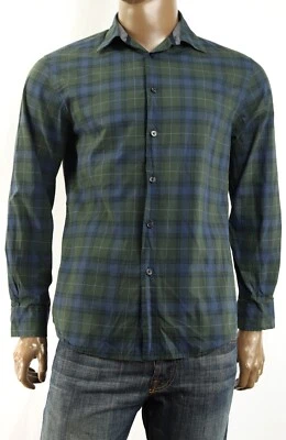 Mens Elie Tahari Blue / Green Plaid Long Sleeve Button Down Cotton Shirt L - Image 1 of 3