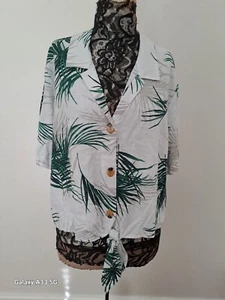 Katies Linen Blend Palm Print Tie Thru Top Size 20 BNWT - Picture 1 of 6