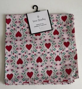NWT Set 4 Vera Bradley Napkins Imperial Hearts Floral Pink Valentines Day Love - Bild 1 von 5
