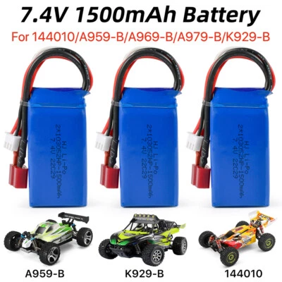 Wltoy 144010 7.4V 1500mAh Lipo Akku für WLtoys A959-B/A969-B/A979-B 144001 - Bild 1 von 4