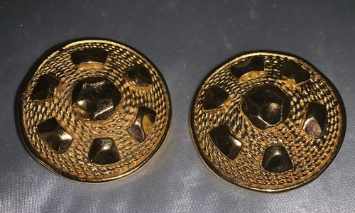 Vintage Christian Dior Design Rotondo Clip On Orecchini Grossi Placcati Oro Oro LEGGERE