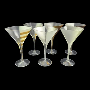 Raro Juego de 6 Vasos Mikasa Martini Panache? Cristal de oro y plata - Imagen 1 de 5