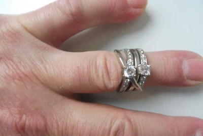 Anello, Argento 925 Con Pietre Tagliate, Bello, Vecchio Anello In Argento - Immagine 1 di 4