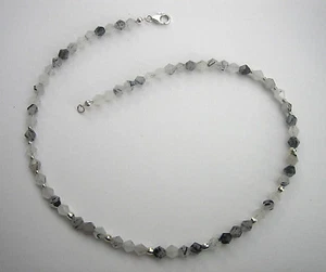 Collar de plata 925 facetado huso 46 cm cuarzo turmalina cadena de piedras preciosas - Imagen 1 de 11