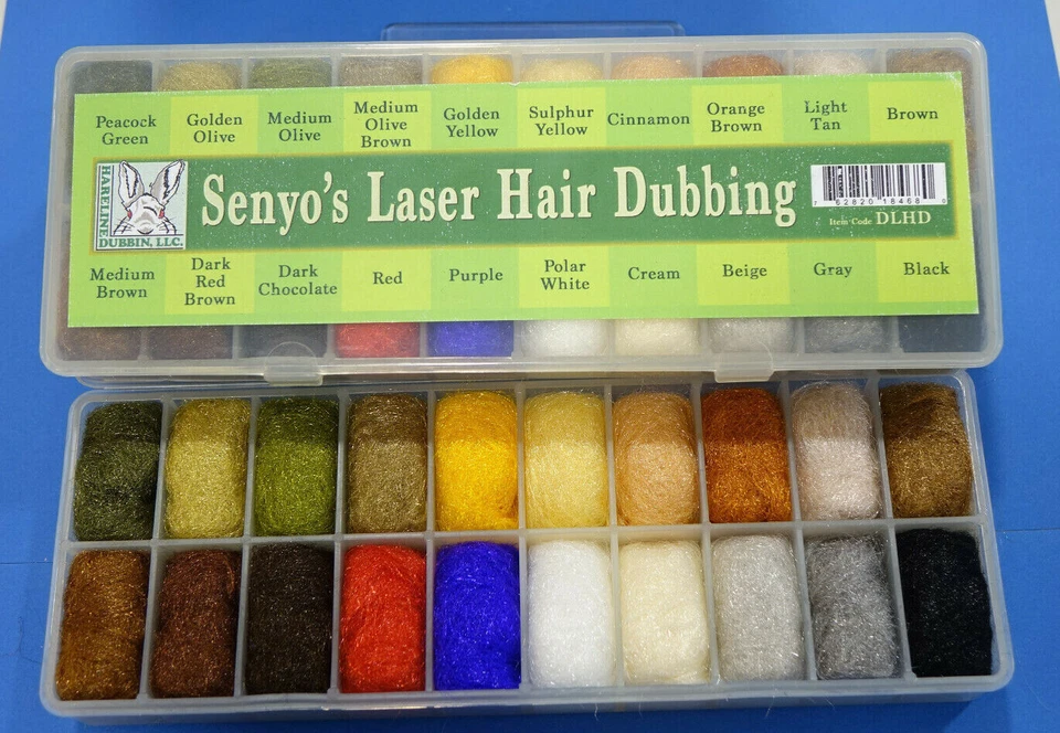Senyo´s LASER HAIR Dubbing Dispenser #DLHD Hareline USA 20 Farben Laser Dub Box - Bild 1 von 1