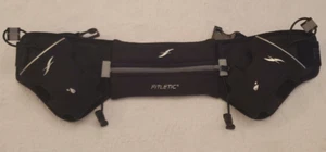 Black FITLETIC Quench 2-Water Bottle Hydration Belt Running w Pockets NO BOTTLES - Picture 1 of 24