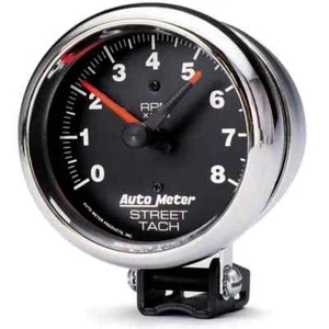 AutoMeter 2895 3-3/4" PEDESTAL TACHOMETER, 0-8,000 RPM, TRADITIONAL CHROME - Picture 1 of 3